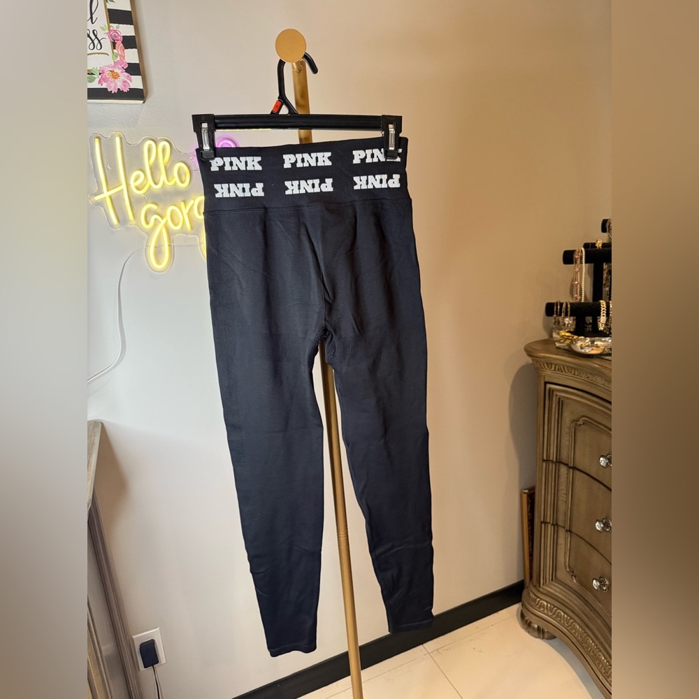 PINK Victoria's Secret Black Leggings High Waist Stretch - Picture 1 of 5